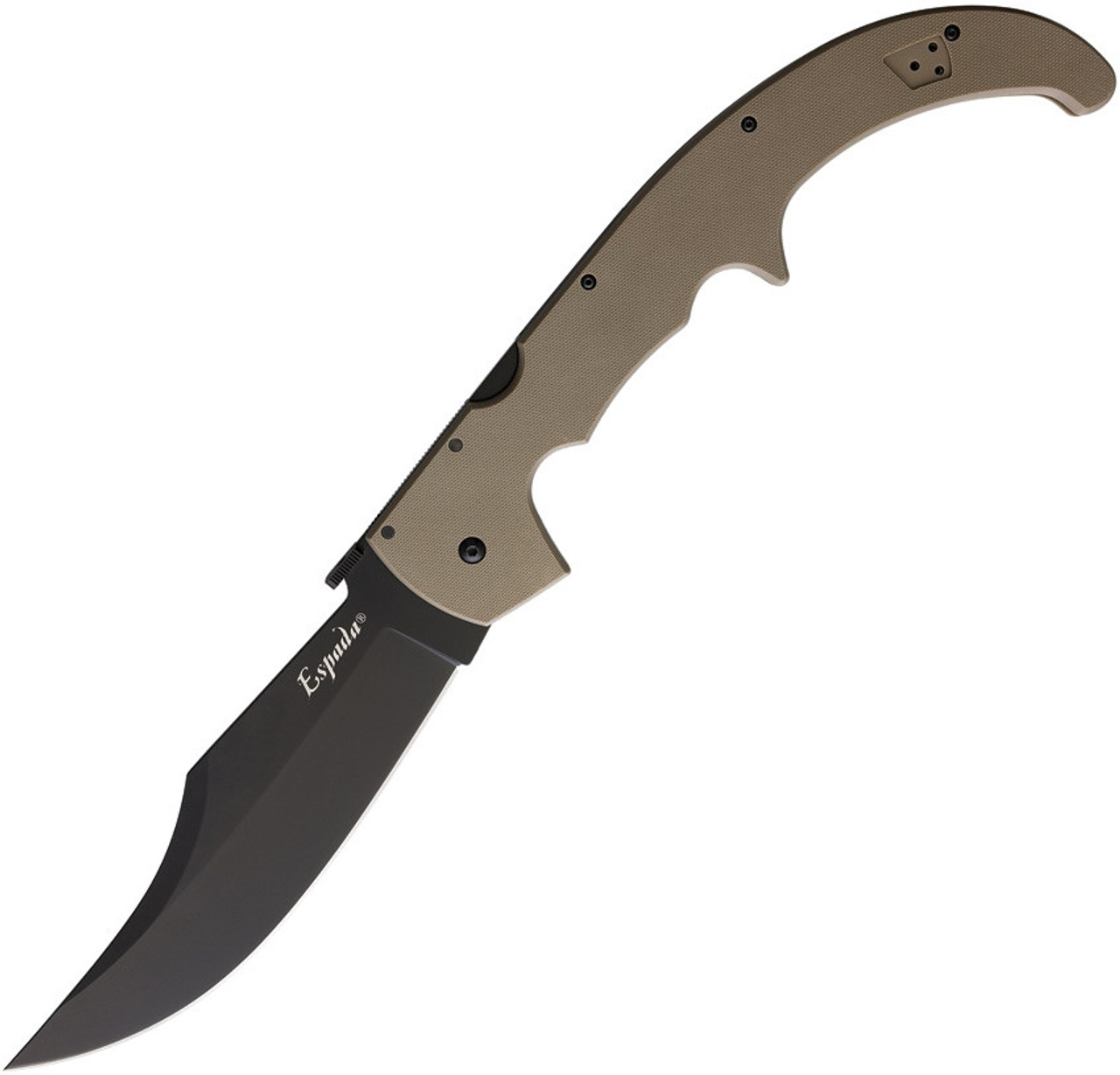 Cold Steel Espada XL Folding Knife (CS62MGCDEBK) in Black AUS10A Clip Point Plain Blade, G-10 Handle