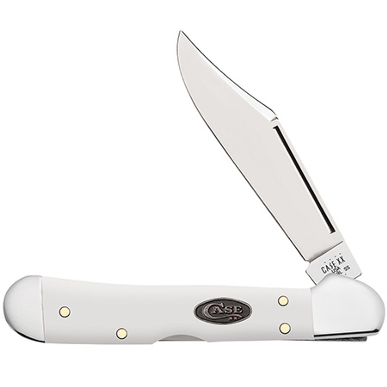 Case Mini Copperlock 63963 - Tru-Sharp Stainless Steel Clip Blade, White Synthetic Handle (41749L SS)