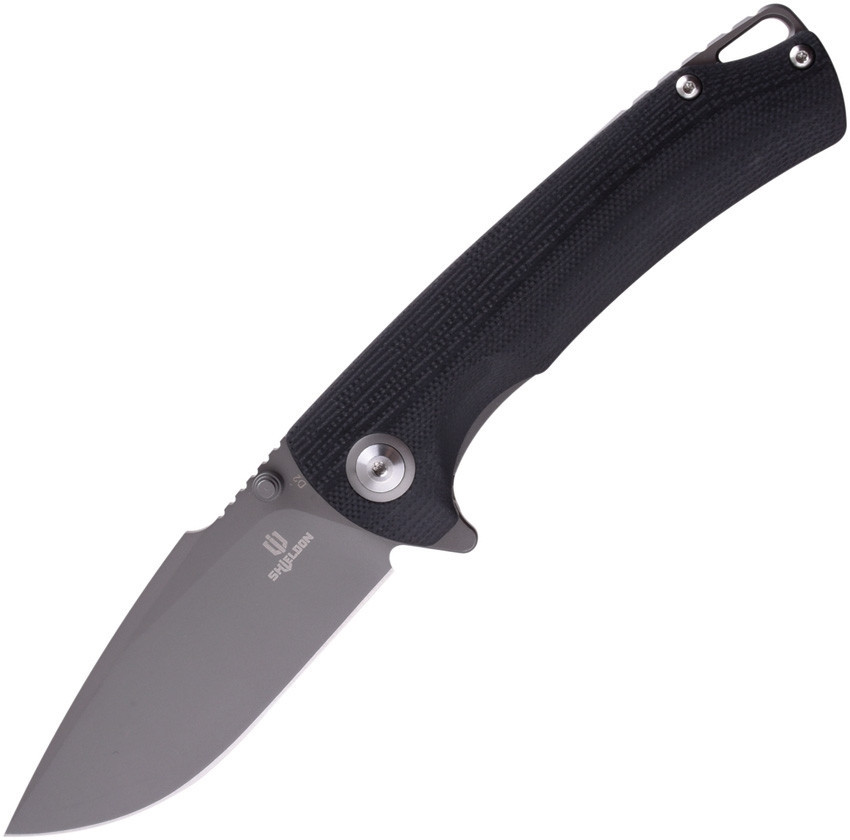 Shieldon Relicanth (SHI7070G) 3.11" Drop Point D2 Grey Titanium Coated Plain Blade, Black G10 Handle