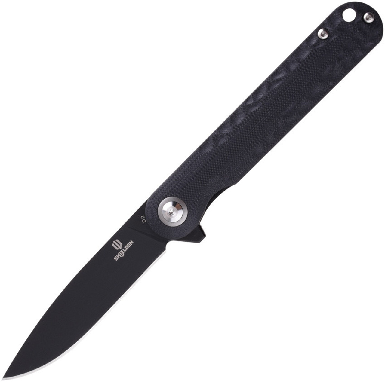 Shieldon Empoleon (SHI9049G1B) 3.5" Drop Point D2 Black Titanium Coated Plain Blade, Black G10 Handle