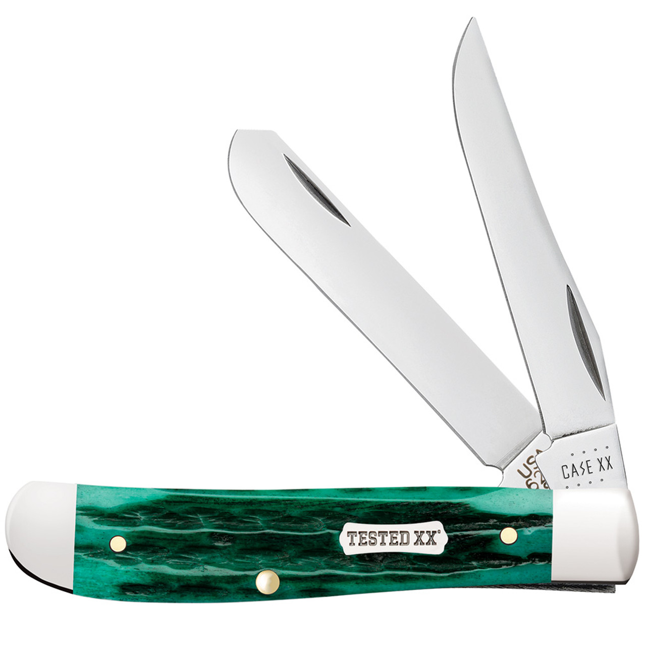 Case Mini Trapper 48948- Tru-Sharp Surgical Steel Clip and Spey Blades, Kinfolk Jig Jade Bone Handle (6207W SS)