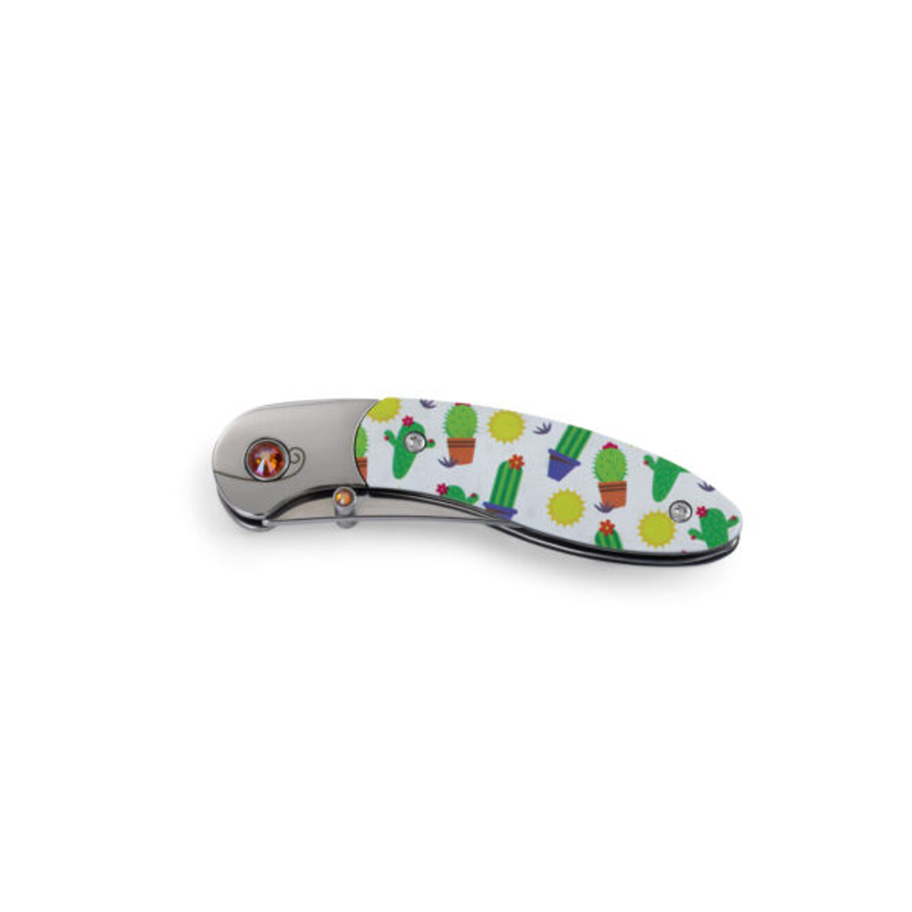 Brighten Blades Resilient Folding Knife (BB006) 2.56 in Mirror 8Cr13MoV Drop Point Blade w/ "Resilient" Blade Etching, Full-Color Cactus Print Handle