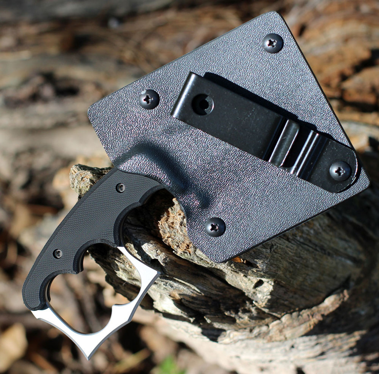 Red Horse Knife Works The Malice Karambit (RH019) - 2.25in CPM D2 Stonewashed Plain Blade, Black G-10 Scale Handle