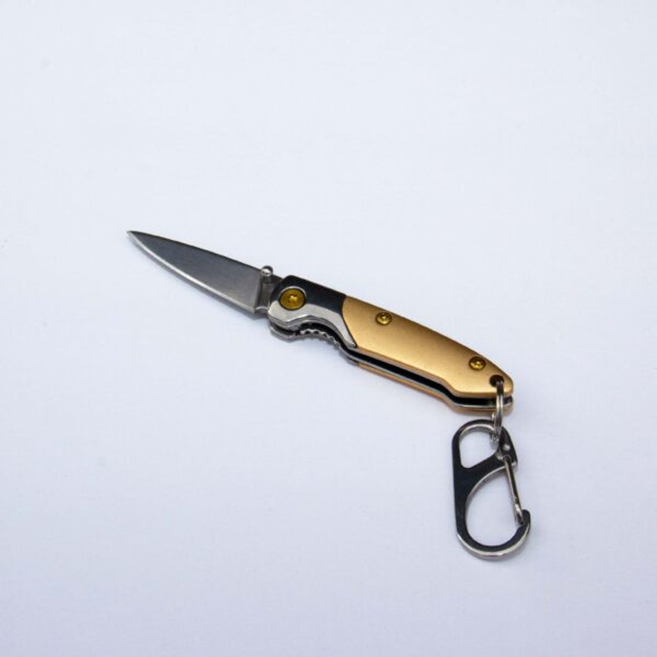 Brighten Blades Gold Digger Keychain Folding Knife (BB132) 1.65 in Satin 8Cr13MoV Spear Point Blade, Gold Handle