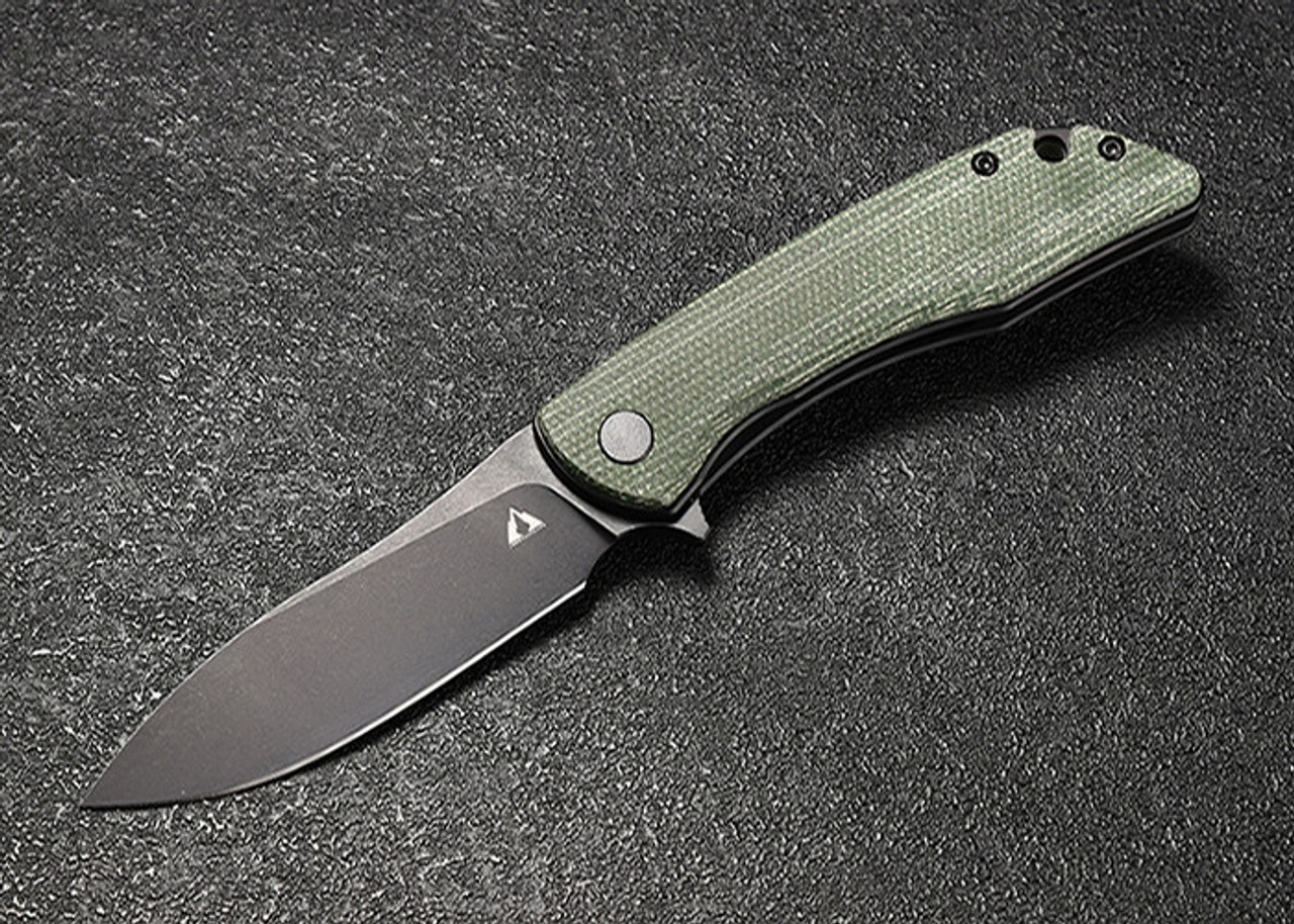 CMB Blaze Folding Knife (CMP06G) 3.22 in Blackwash D2, Green Micarta Handle