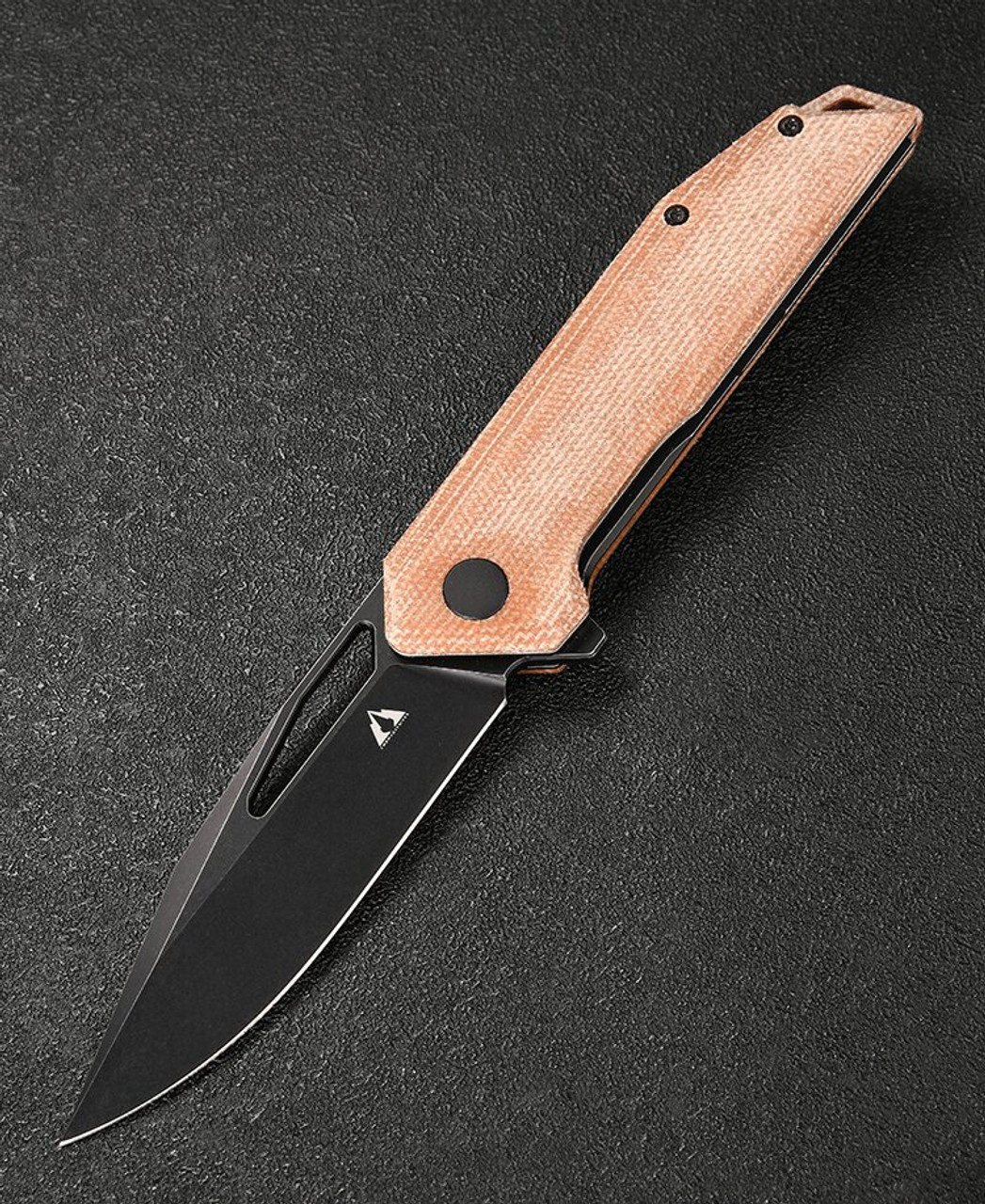 CMB Lurker Folding Knife (CMB10A) 3.38 in Black D2, Coyote Brown Micarta Handle