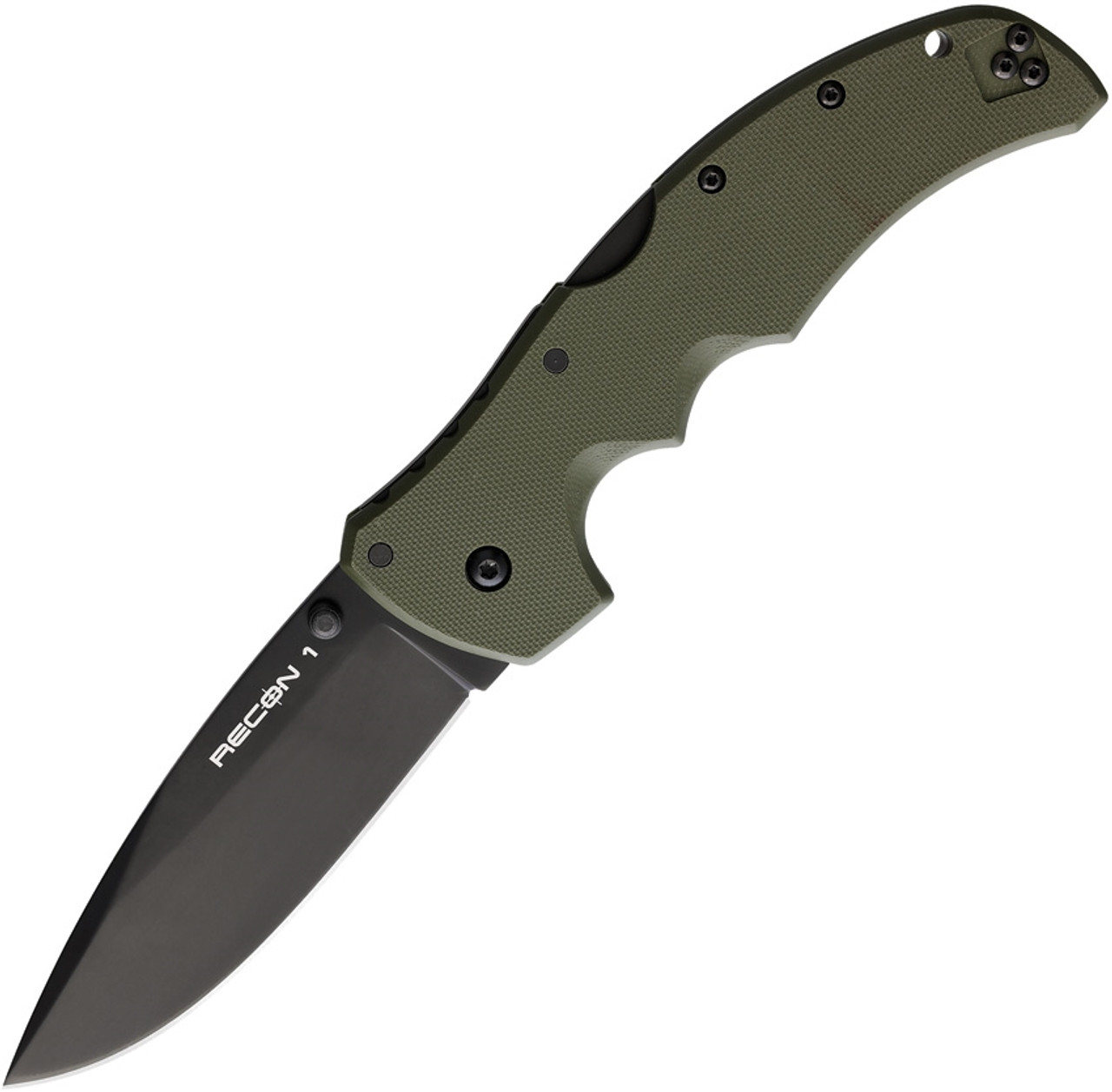 Cold Steel Recon 1 (CS27BSODBK) - 4.00" S35VN Black DLC Coated Spear Point Blade, Olive Drab Handle w/ Tri-Ad Lock