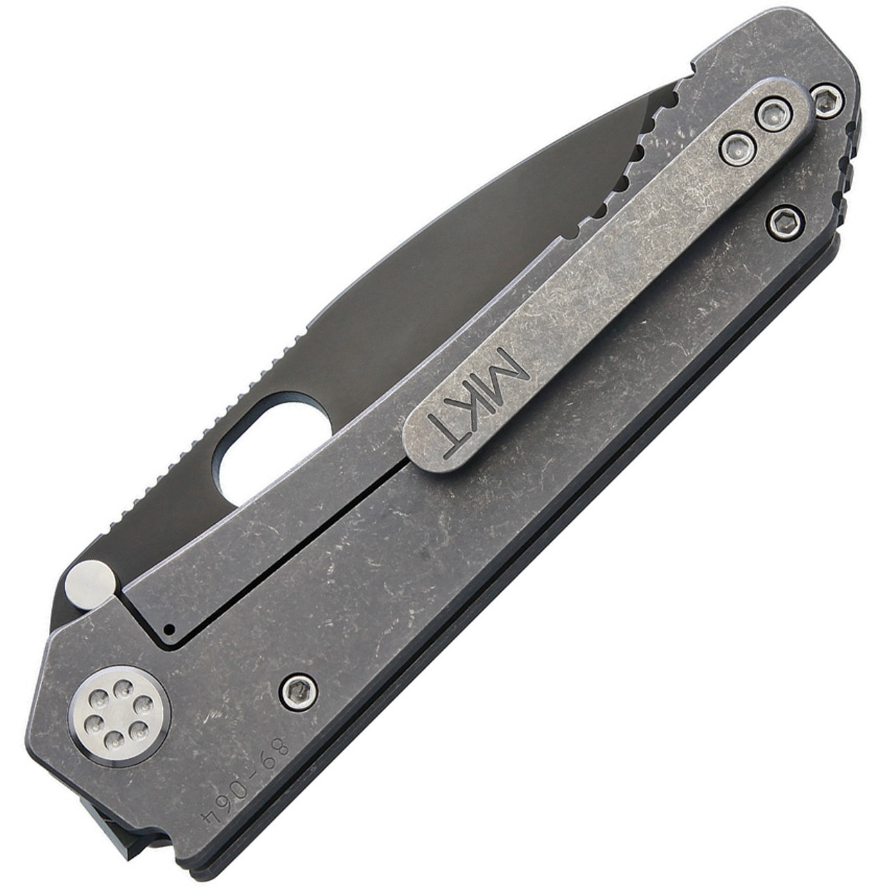 Medford 187 DP Frame Lock (MD002DP01TM) - 3.75in Black PVD Coated CPM D2 Tool Steel Plain Drop Point Blade, Tumbled Titanium Handle