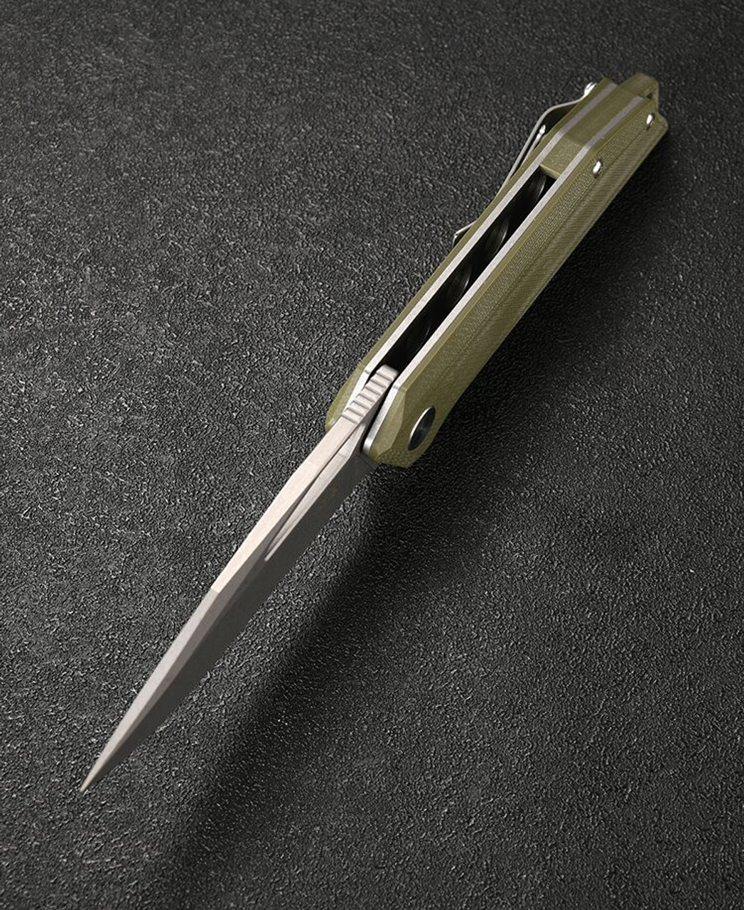 CMB Lurker Folding Knife (CMB10C) 3.38 in Sandblast D2, Green G-10 Handle