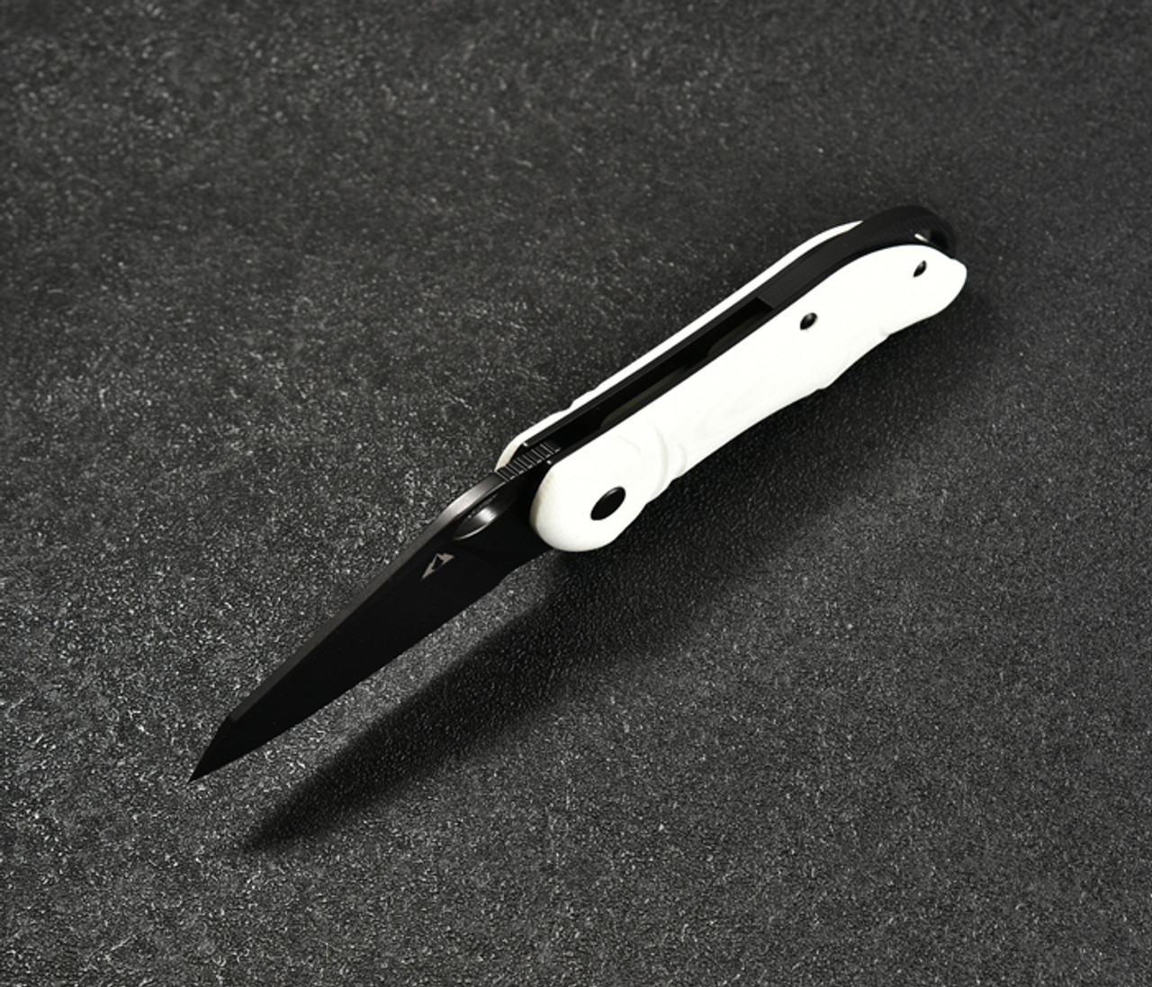CMB Hippo Folding Knife (CMB05W) 2.99 in Black D2, White G-10 Handle