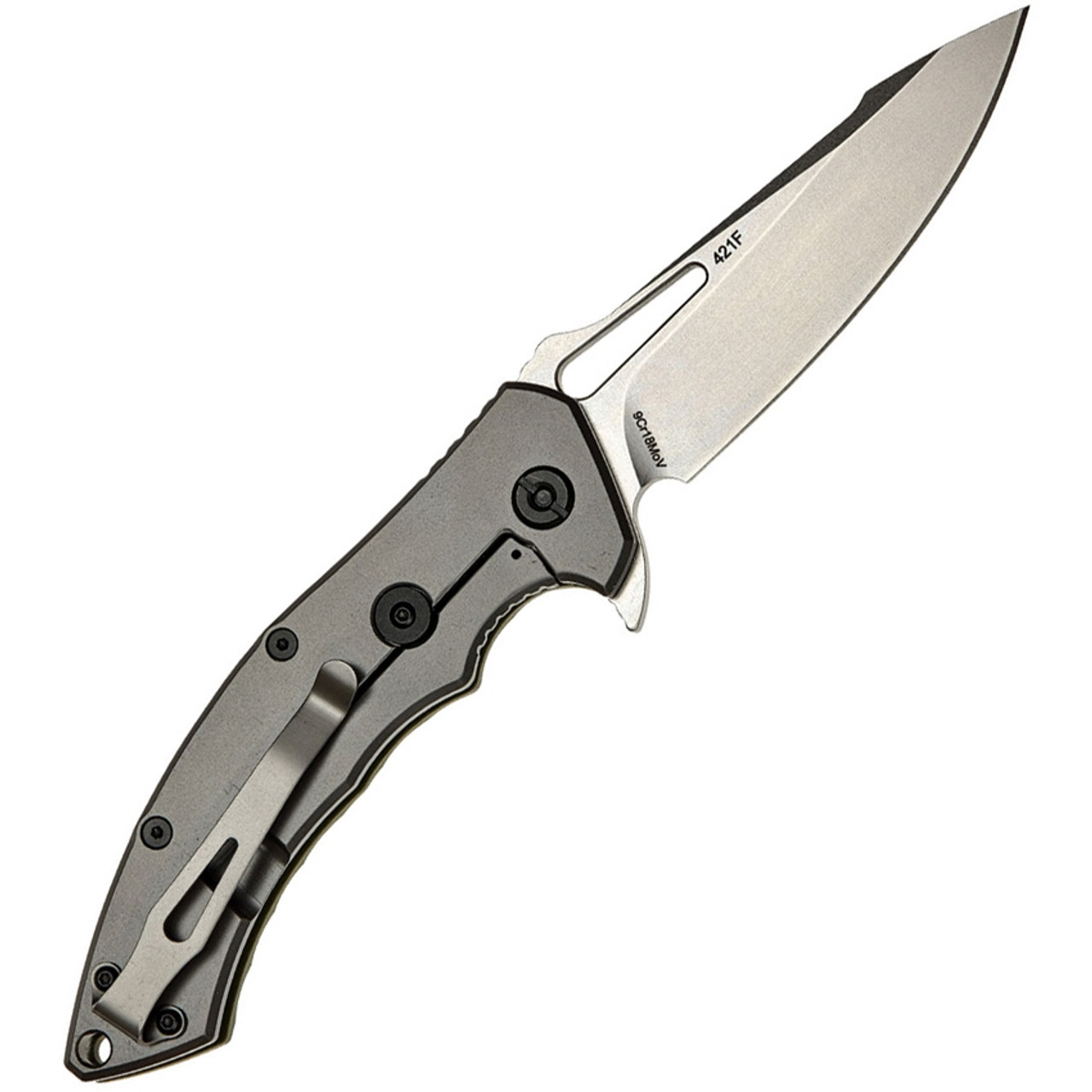Skif Knives Sturdy(421SEG) 3.75 Stonewash 9Cr18MoV Drop Point Blade,OD Green G10 Handle w/Gray Stainless Handle