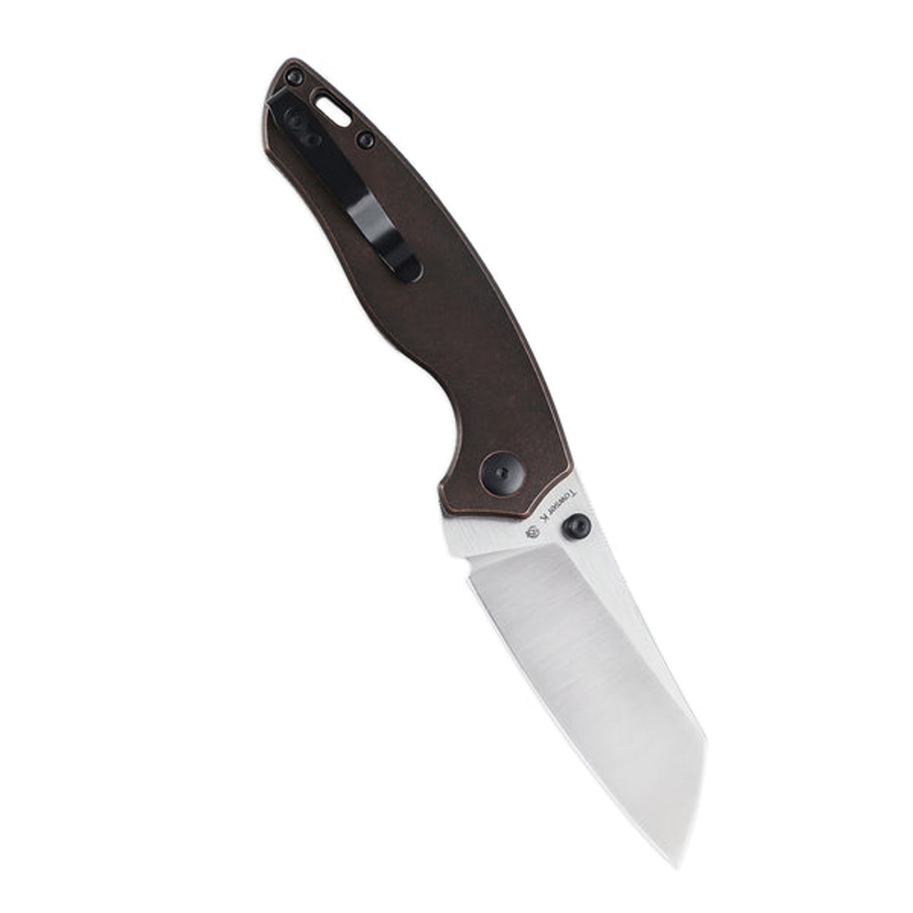 Kizer Towser K (V4593C3) 3.75" 154CM Satin Wharncliffe Plain Blade, Black Copper Handle