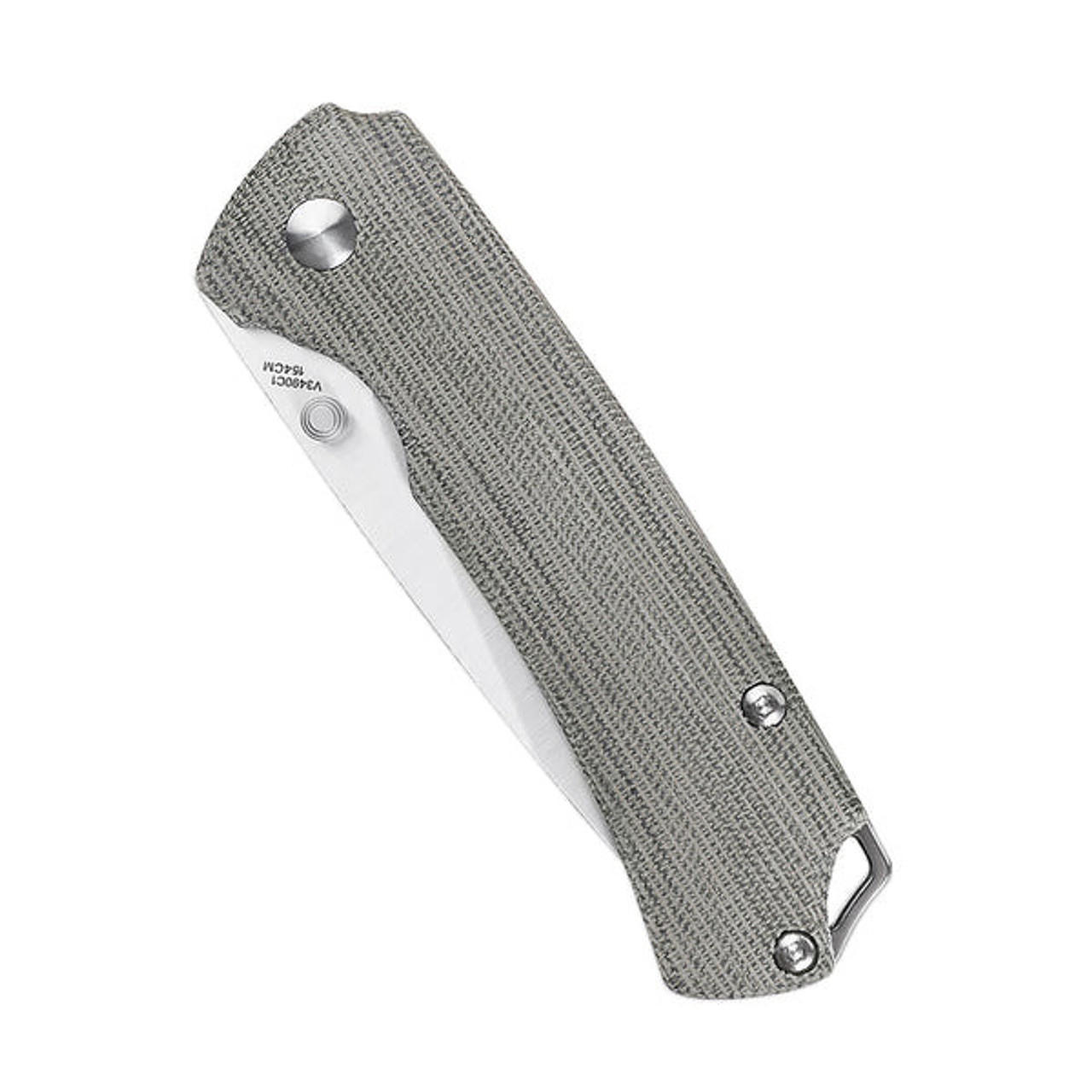 Kizer T1 (V3490C1) 3.25" 154CM Stonewash Drop Point Plain Blade, Green Canvas Micarta Handle