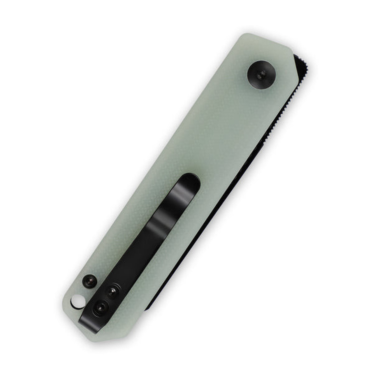 Kizer Converse (V3595C1) 3" 154CM Black Reverse Tanto Plain Blade, Jade G-10 Handle