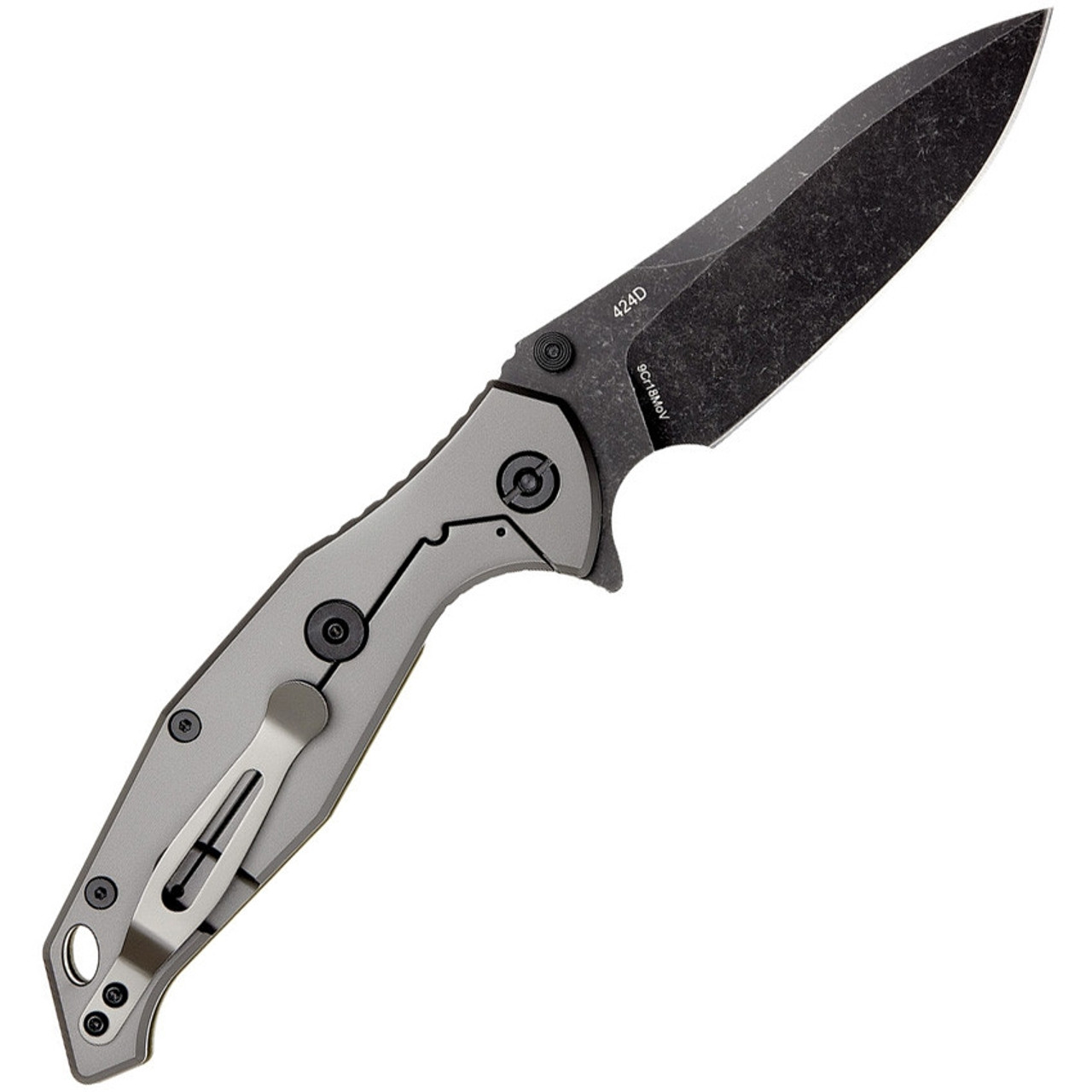 Skif Knives Adventure (424SEBG) 4.0 Black Stonewash 9Cr18MoV Drop Point Blade, OD Green G10 Handle w/Grey Stainless Handle