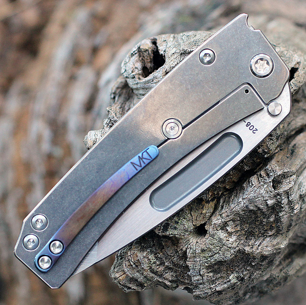 Medford Knife & Tool Slim Midi Marauder Frame Lock (MD201STT03TM)- 3.25" S45VN Tumbled Tanto Point Blade, Framed Anodized Titanium Handle