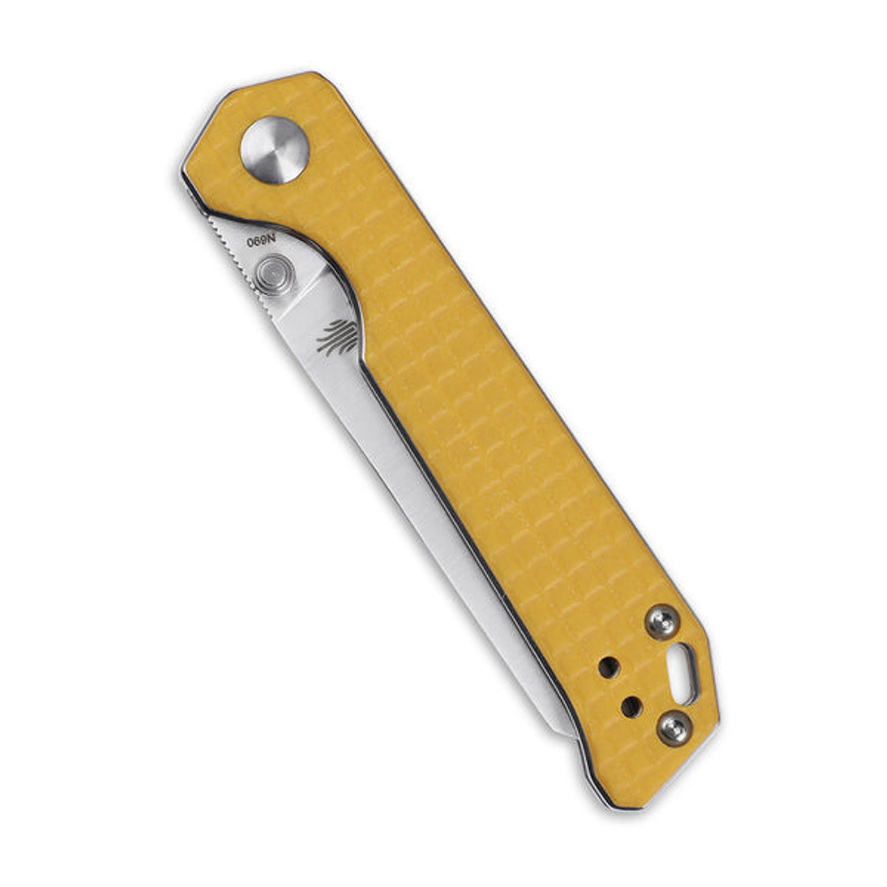 Kizer Mini Begleiter (V3458RN4) 2.875" Bohler N690 Satin Wharncliffe Plain Blade, Yellow Sculpted G-10 Handle