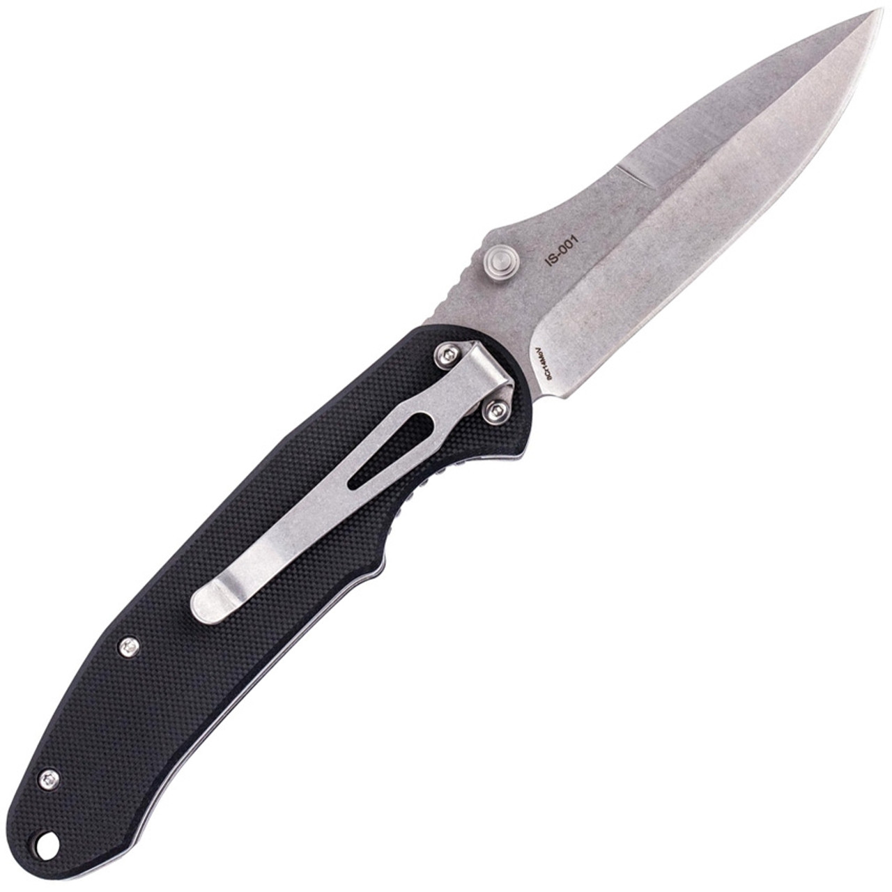 Skif Knives Mouse (IS-001B) 3.5" Stonewash 8Cr12MoV Drop Point Plain Blade, Black G-10 Handle