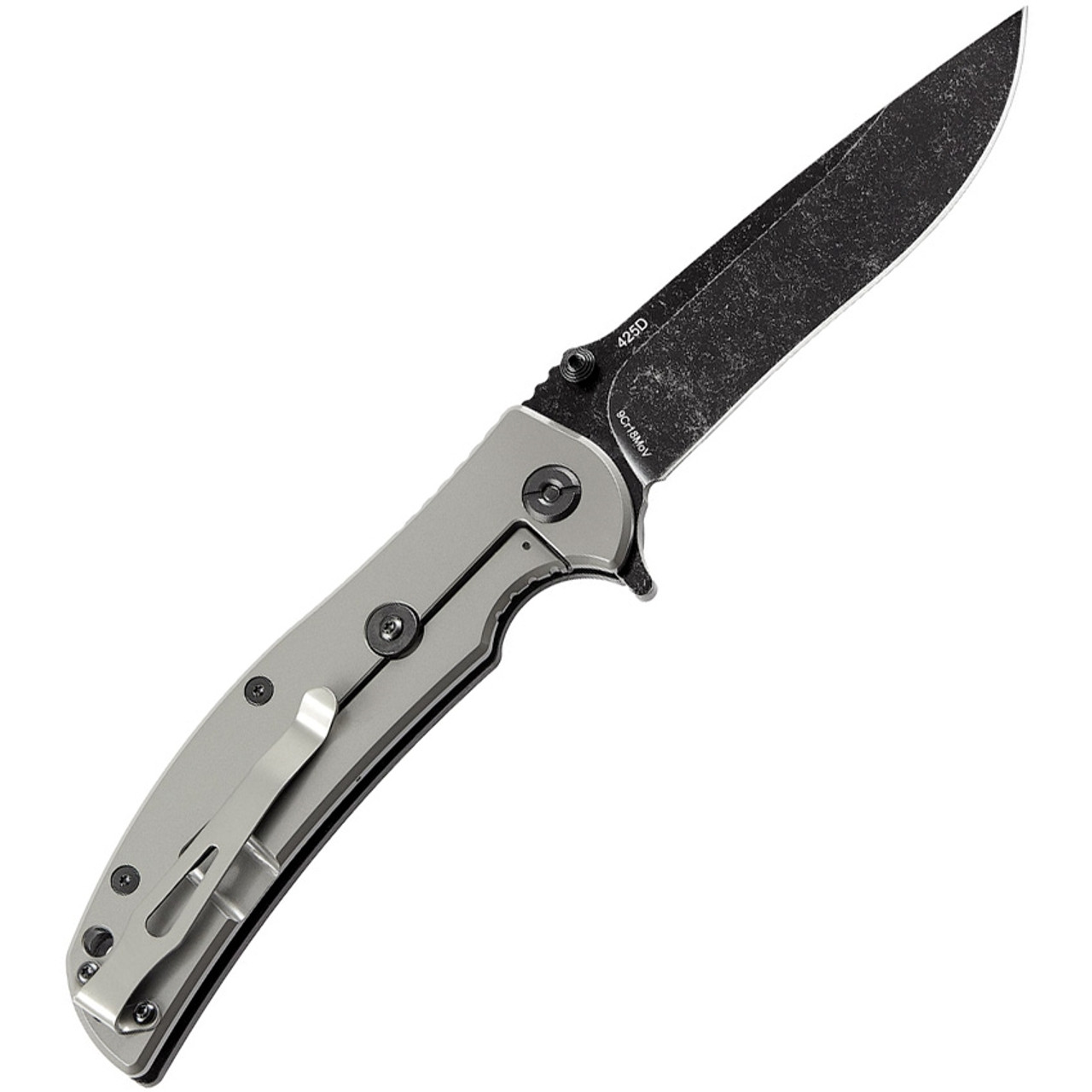 Skif Knives Urbanite (425SEB) 4" Black Stonewash 9Cr18MoV Drop Point Blade, Black G10 Hsndle w/Gray Stainless Handle