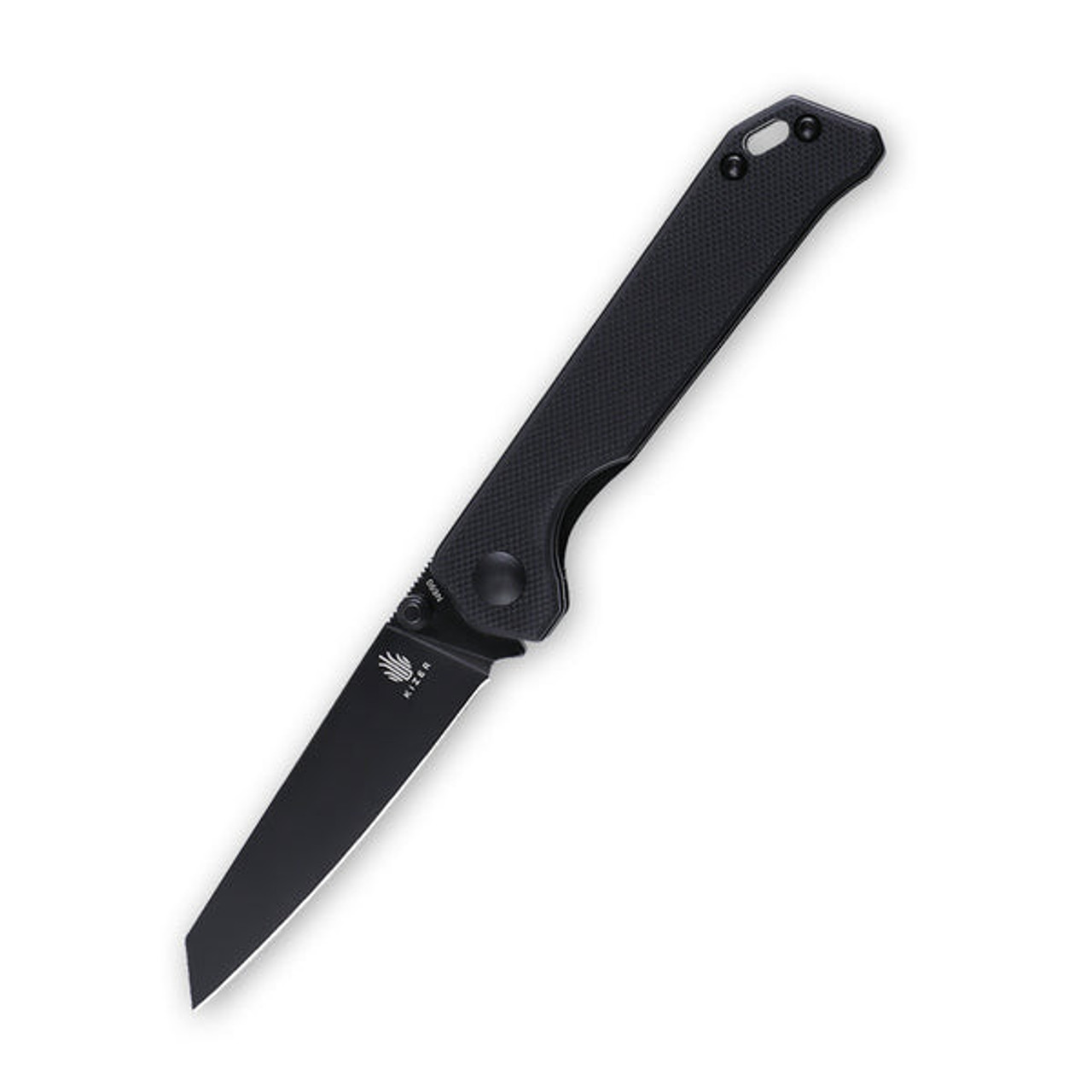 Kizer Mini Begleiter (V3458RN5) 2.875" Bohler N690 Black Wharncliffe Plain Blade, Black G-10 Handle