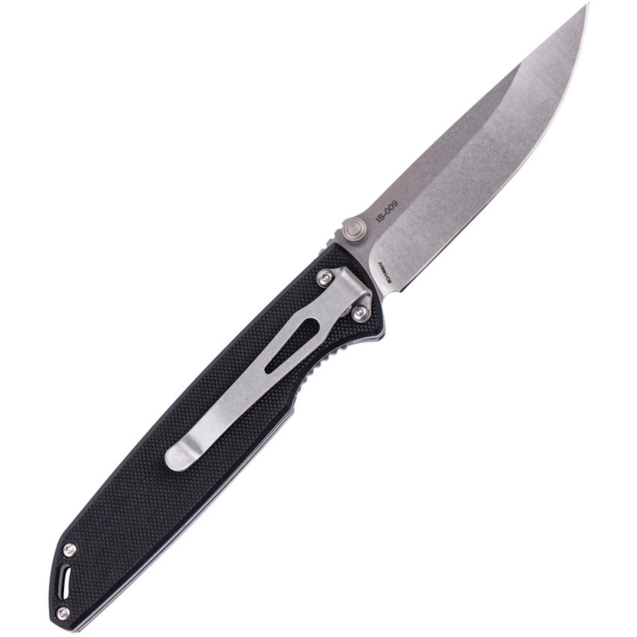 Skif Knives Stylus (IS-009B) 3.5" Stonewash 8Cr12MoV Drop Point Plain Blade, Black G-10 Handle