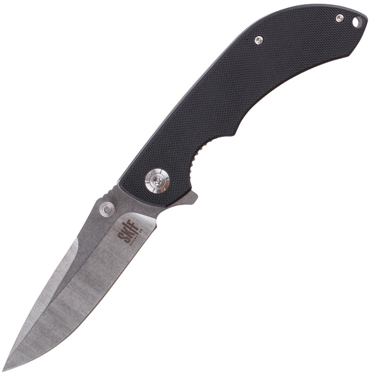 Skif Knives Spyke (IS-0011B) 3.5" Stonewash 8Cr12MoV Drop Point Plain Blade, Black G-10 Handle