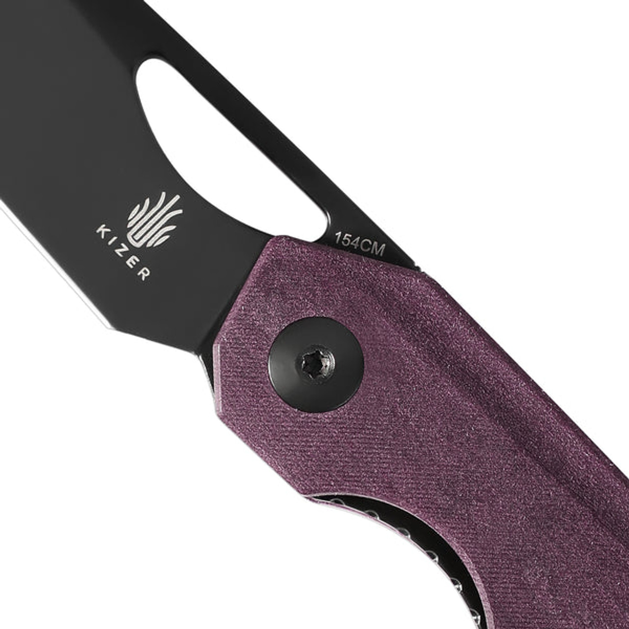 Kizer Genie Folding Knife (V4545C2) 3.40 in Black 154CM, Red RichLite Handle