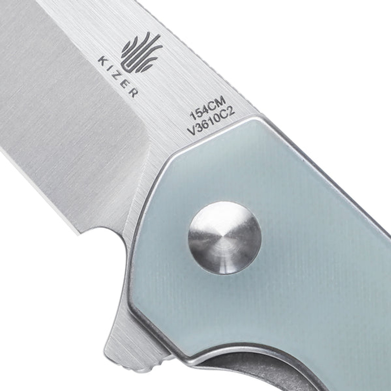 Kizer LP Folding Knife (K3610C2) 3.60 in Satin 154CM, Jade G-10 Handle