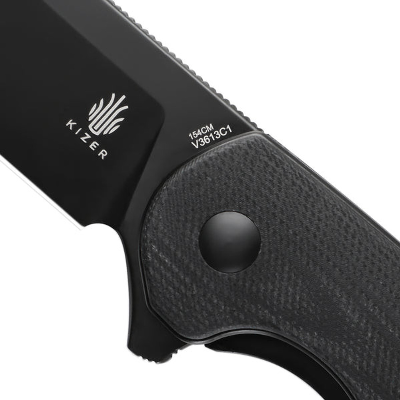 Kizer Cozy (V3613C1) 3.31" 154CM Black Drop Point Plain Blade, Black G-10 Handle
