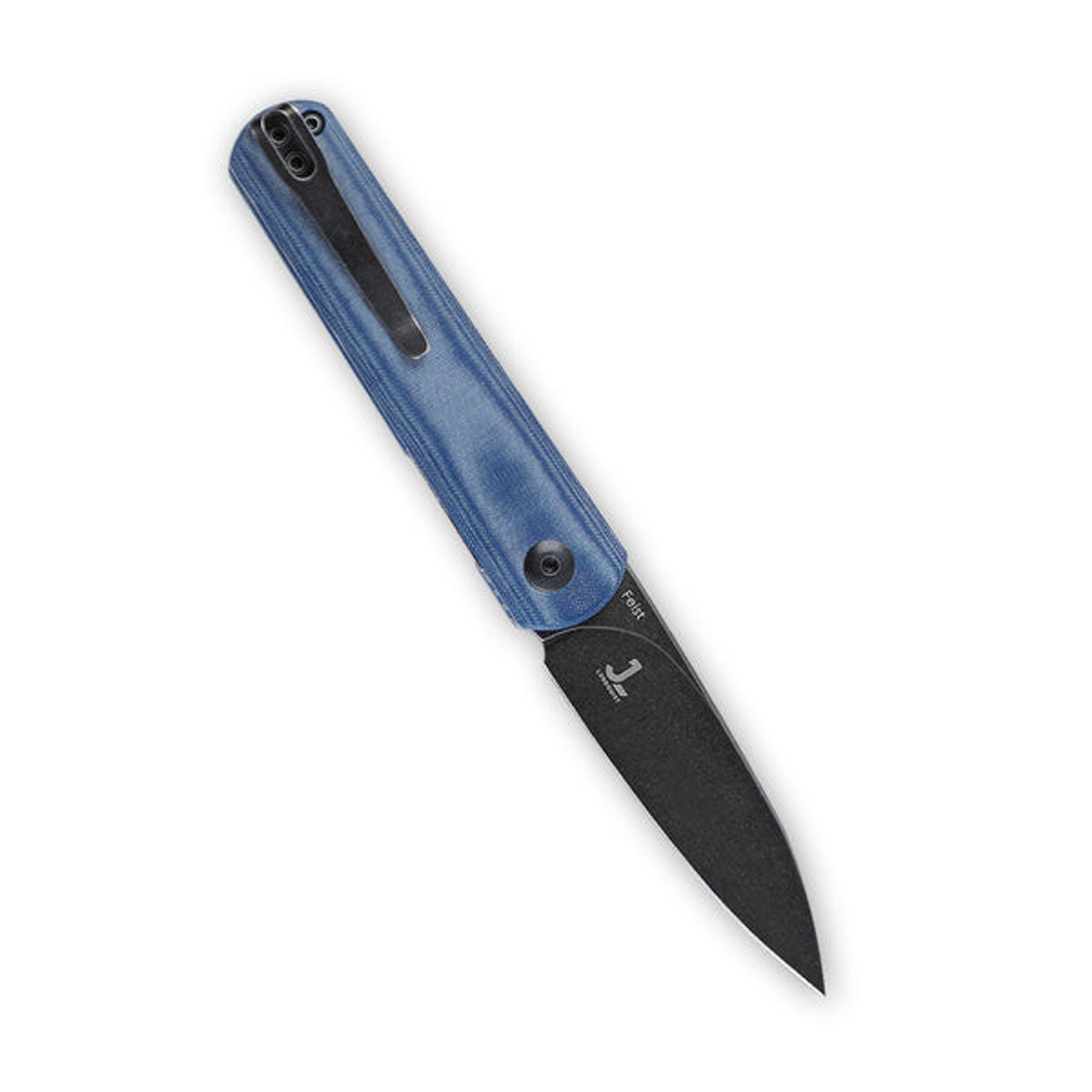 Kizer Feist (V3499C2) 2.80" 154CM Blackwashed Drop Point Plain Blade, Blue Denim Micarta Handle