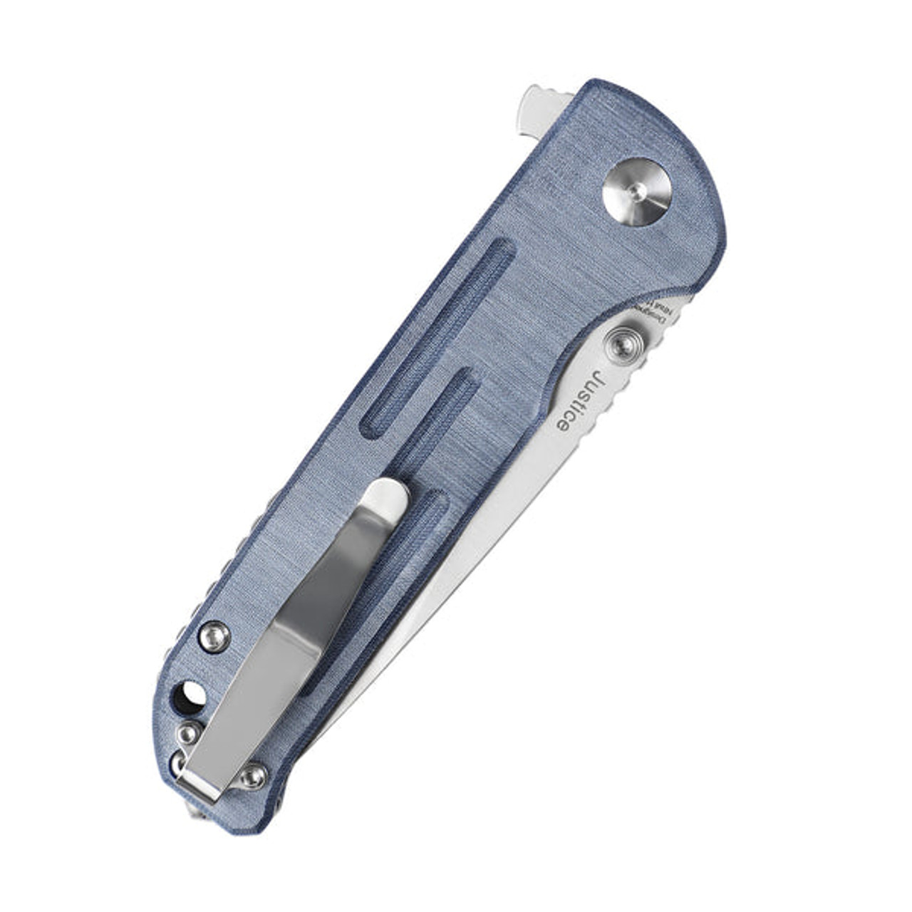 Kizer Justice Folding Knife (V4543N3) 3.75 in Satin Bohler N690, Blue Demim Micarta Handle