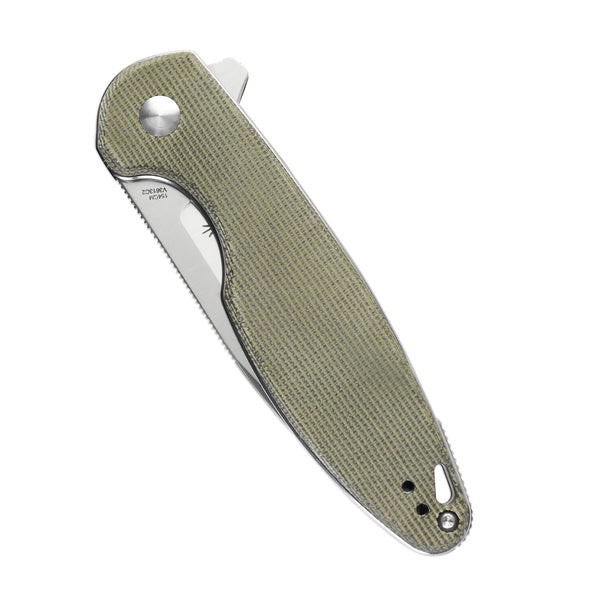 Kizer Cozy 154CM Green Micarta Flipper V3613C2