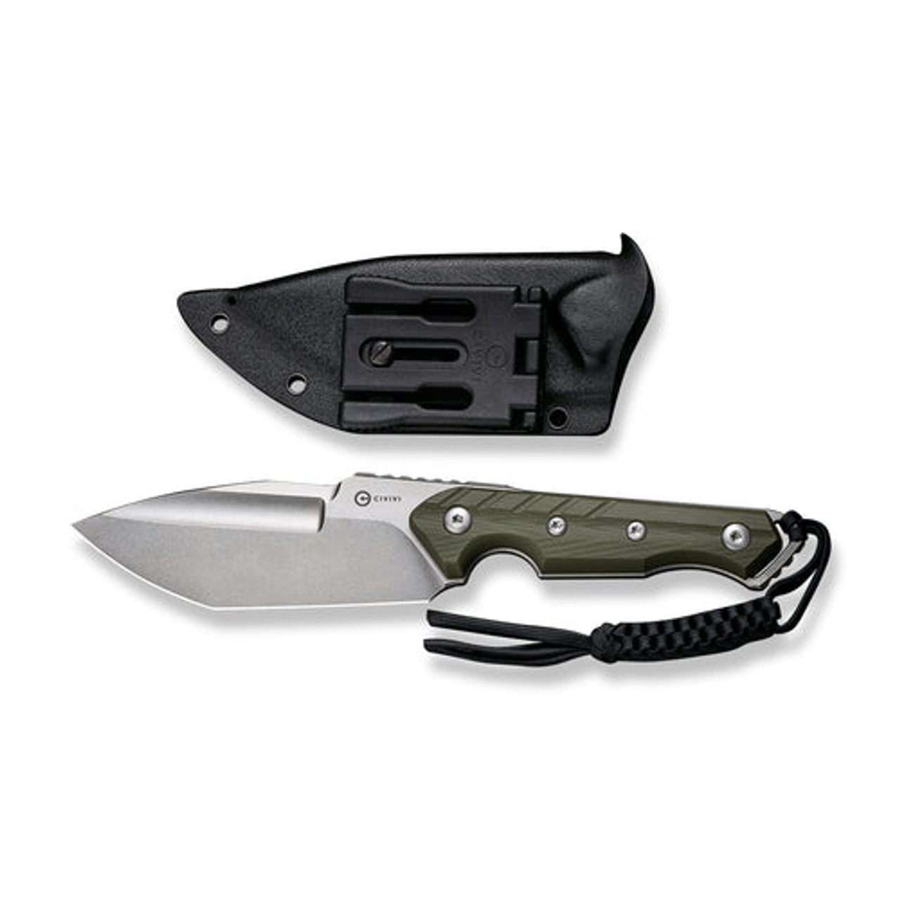 Civivi Maxwell Fixed Blade (C21040-2) 4.74" Stonewashed D2 Spear Point Plain Blade, Olive Drab Green Handle