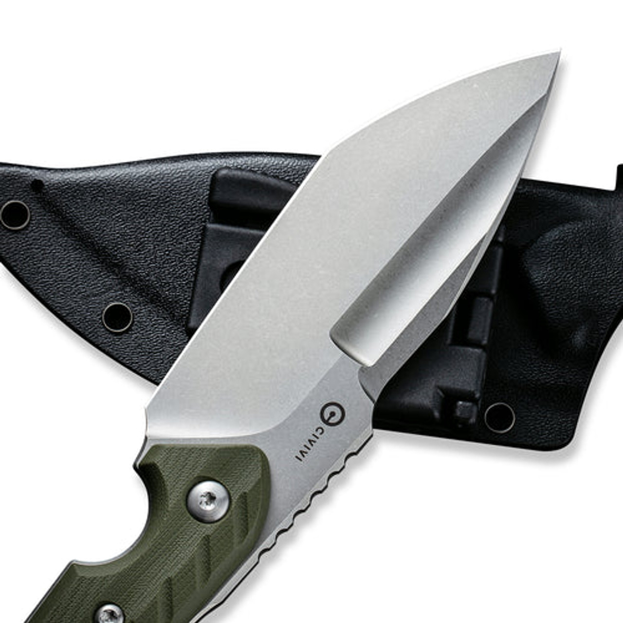Civivi Maxwell Fixed Blade (C21040-2) 4.74" Stonewashed D2 Spear Point Plain Blade, Olive Drab Green Handle
