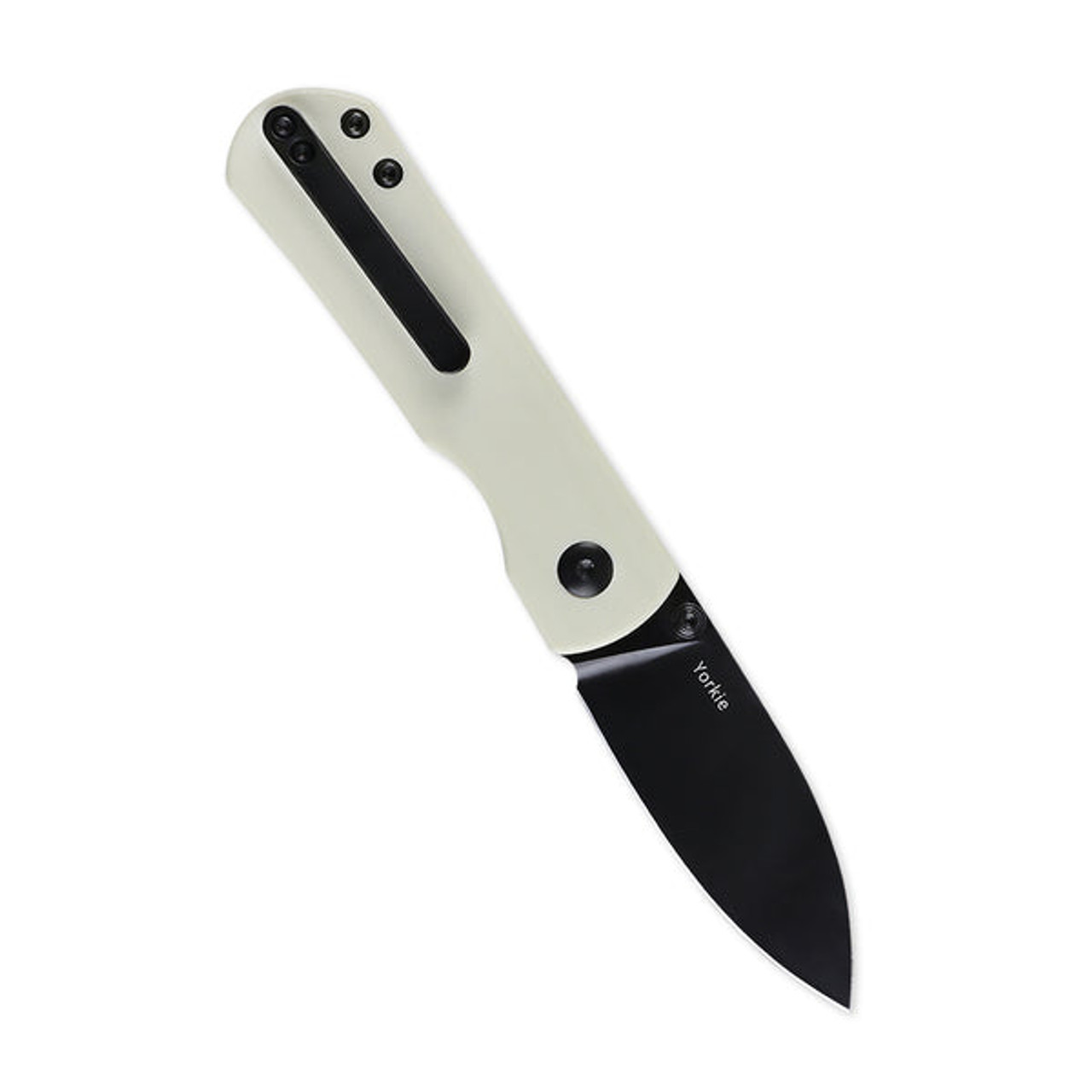 Kizer Yorkie (KI3525S2) 2.5" Bohler M390 Black Drop Point Plain Blade, White G-10 Handle