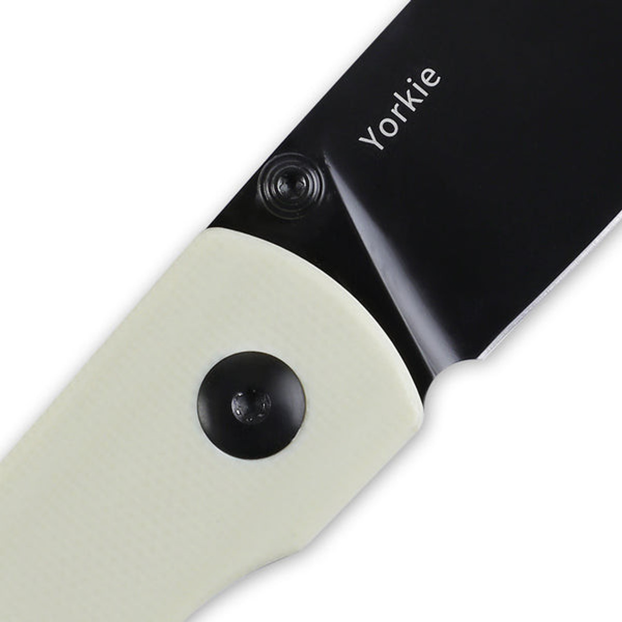 Kizer Yorkie (KI3525S2) 2.5" Bohler M390 Black Drop Point Plain Blade, White G-10 Handle