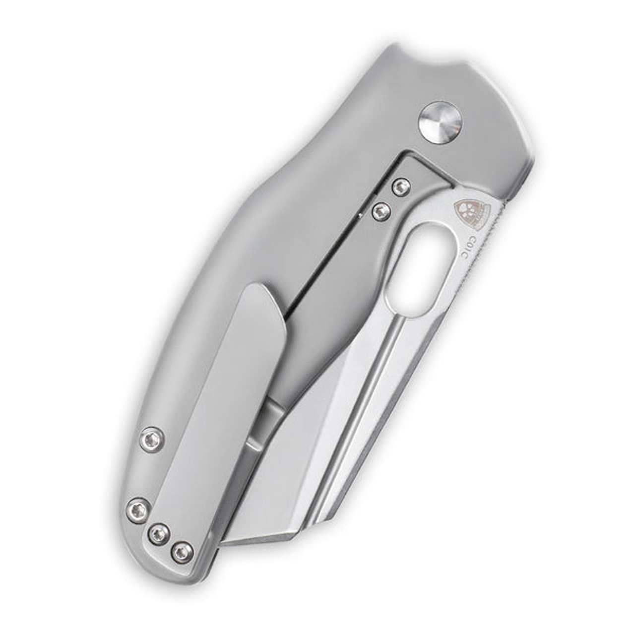 Kizer Sheepdog (KI4488A4) 3.25" CPM-S35VN Satin Sheepsfoot Plain Blade, Gray Titanium Handle
