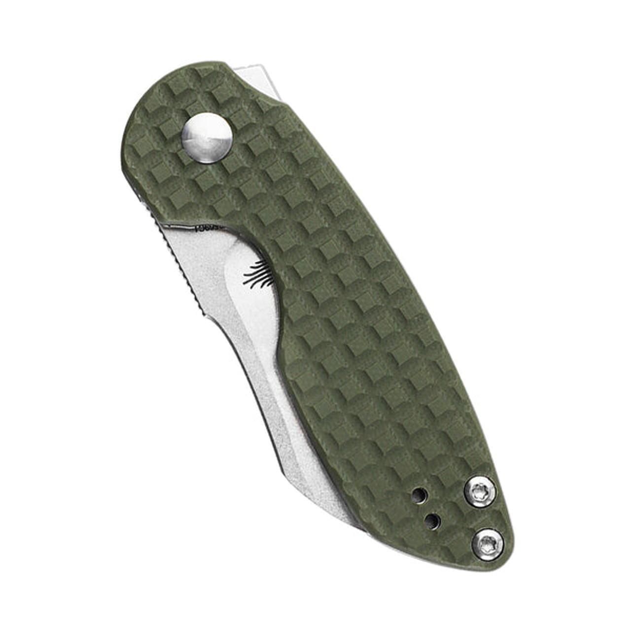 Kizer October Mini Folding Knife (V2569C1) 2.50 in Stonewash 154CM Sheepsfoot Blade, Green G-10 Handle