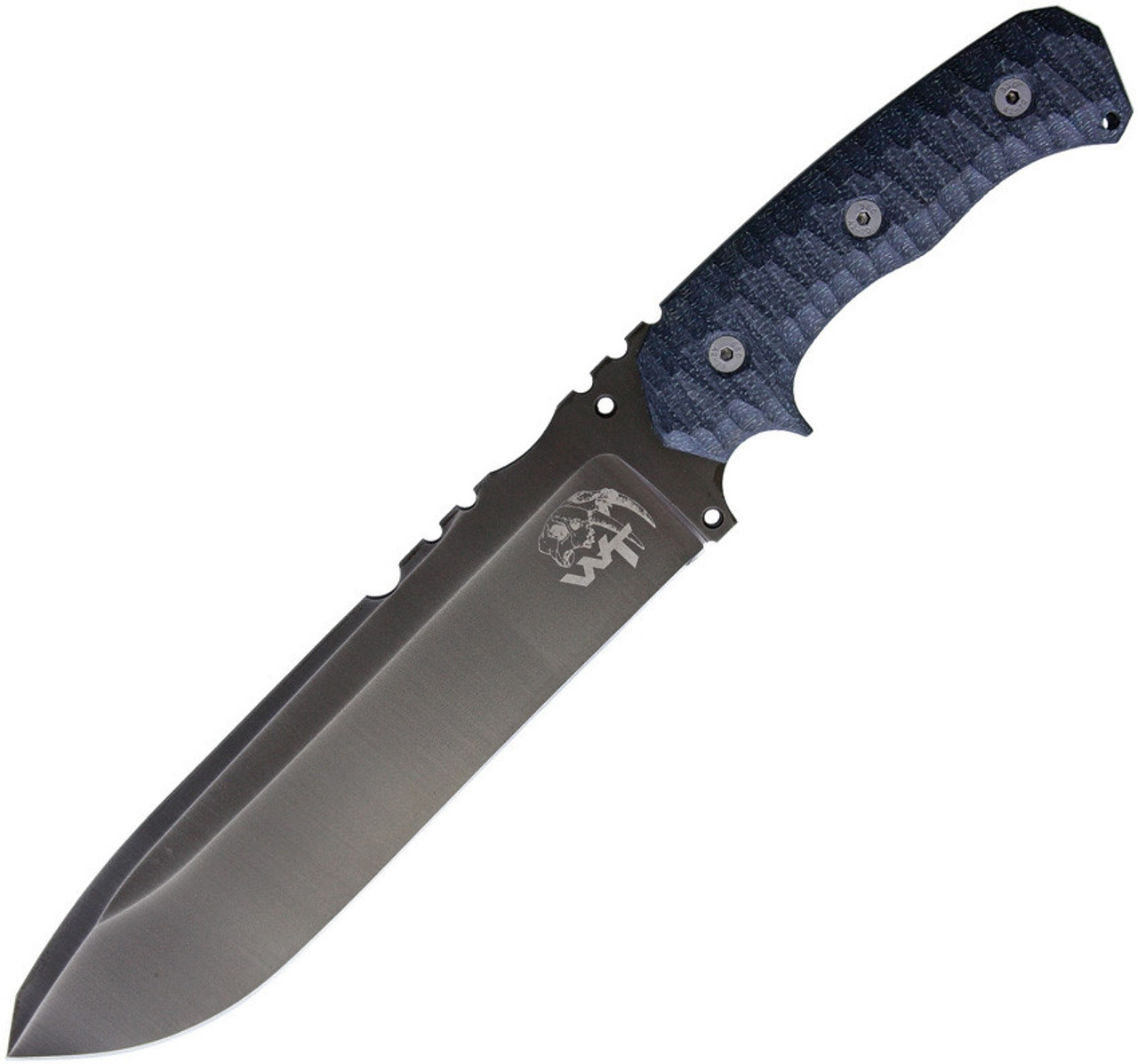 Wander Tactical Godfather (WTK201) 9.75" Drop Point D2 Iron Wash Plain Blade, Black Sculpted Micarta Handle