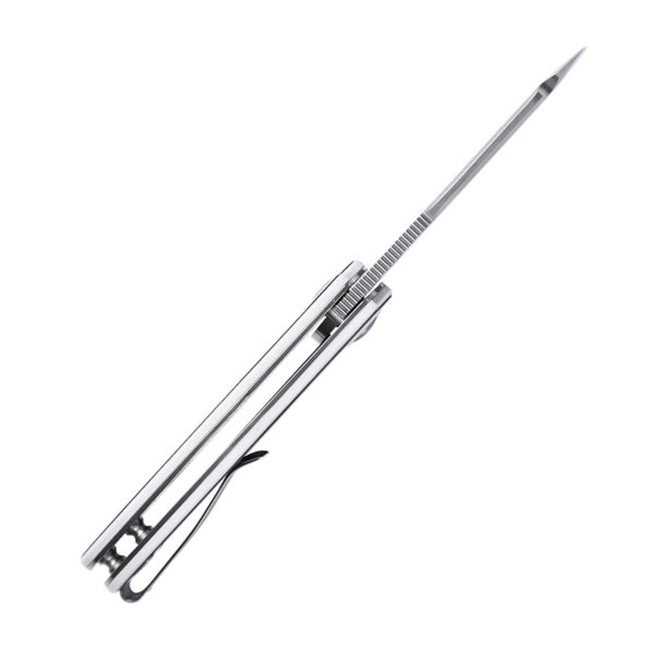 Kizer Mini Sheepdog (V3488C7) 2.63" 154CM Satin Sheepsfoot Plain Blade, Black and White G-10 Handle