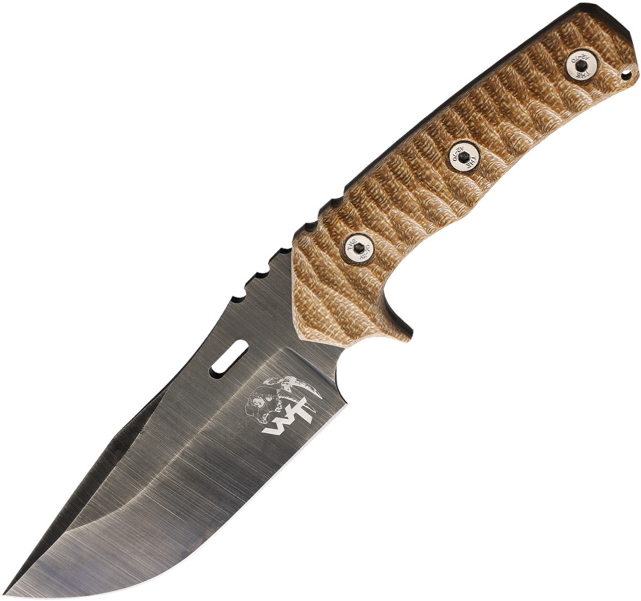 Wander Tactical Haast Eagle 2.0 (WTK05) 5.75" Gun-Kote Finished D2 Clip Point Plain Blade, Natural Sculpted Micarta Handle