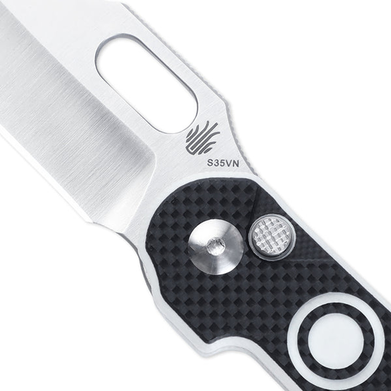Kizer Cormorant Folding Knife (KI4562A3) 3.25 in Satin CPM S35VN Clip Point Blade, Black and White G-10 Handle