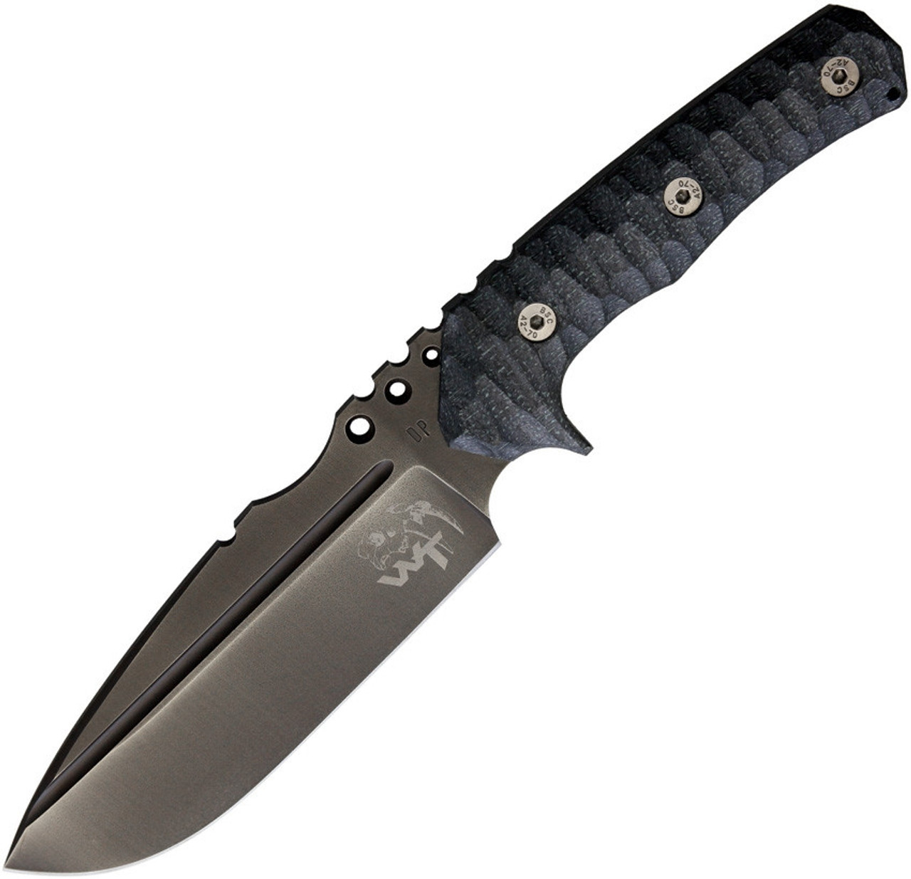 Wander Tactical Uro Tac (WTK09) 6" Grey D2 Drop Point Plain Blade, Black Sculpted Micarta Handle