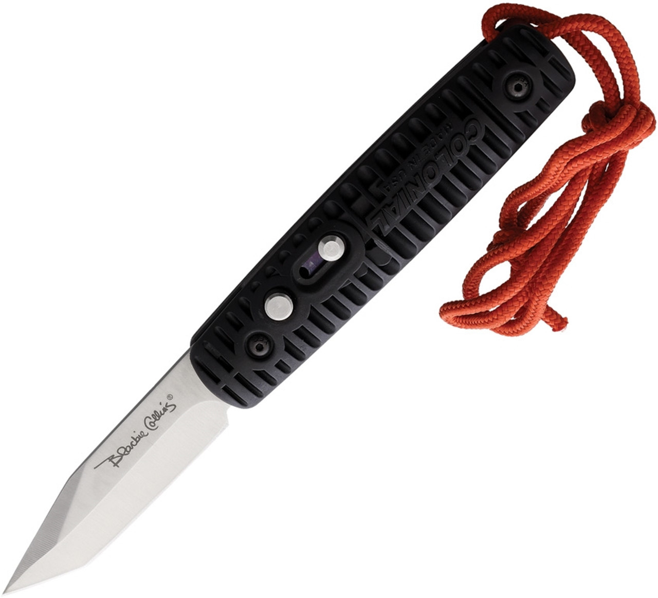 Colonial Knife Auto Ranger(Col105) 4.25" Tanto Drop Point Plain Blade,Black Polymer Handle