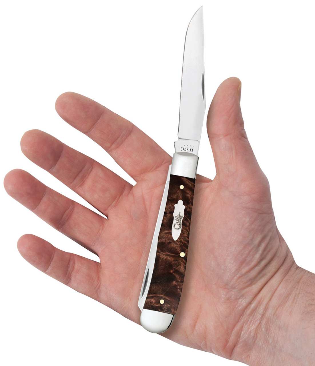 Case Trapper 64060 - Tru-Sharp Surgical Stainless Steel, Smooth Brown Maple Burl Wood (7254 SS)