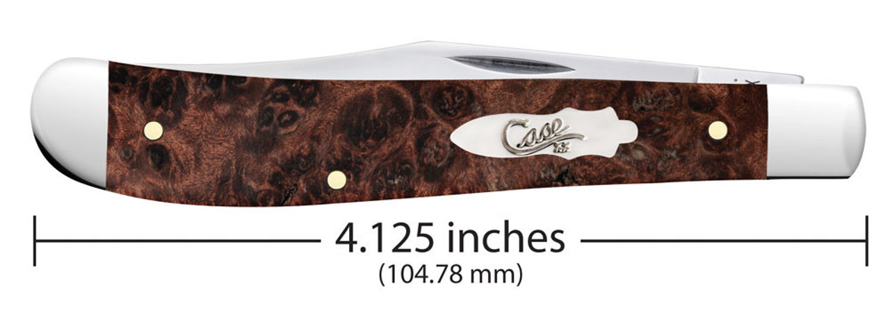 Case Slimline Trapper 64063 - Tru-Sharp Surgical Stainless Steel, Smooth Brown Maple Burl Wood (71048 SS)