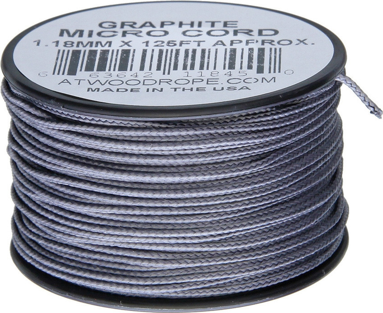 Atwood Rope MFG .90mm Micro Cord 125t- Graphite (RG1289)
