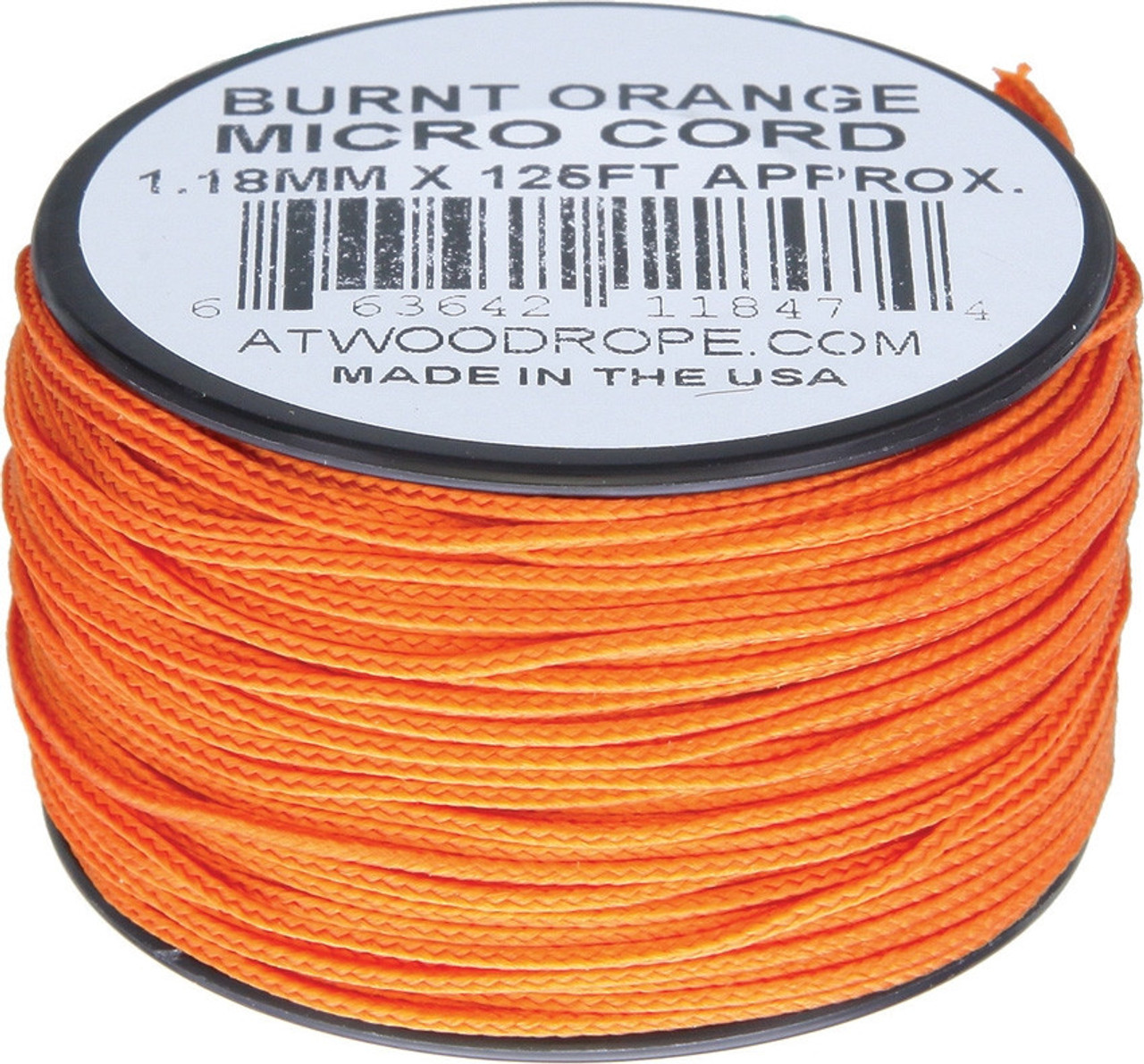 Atwood Rope MFG .90mm Micro Cord 125ft-  Burnt Orange (RG1288)