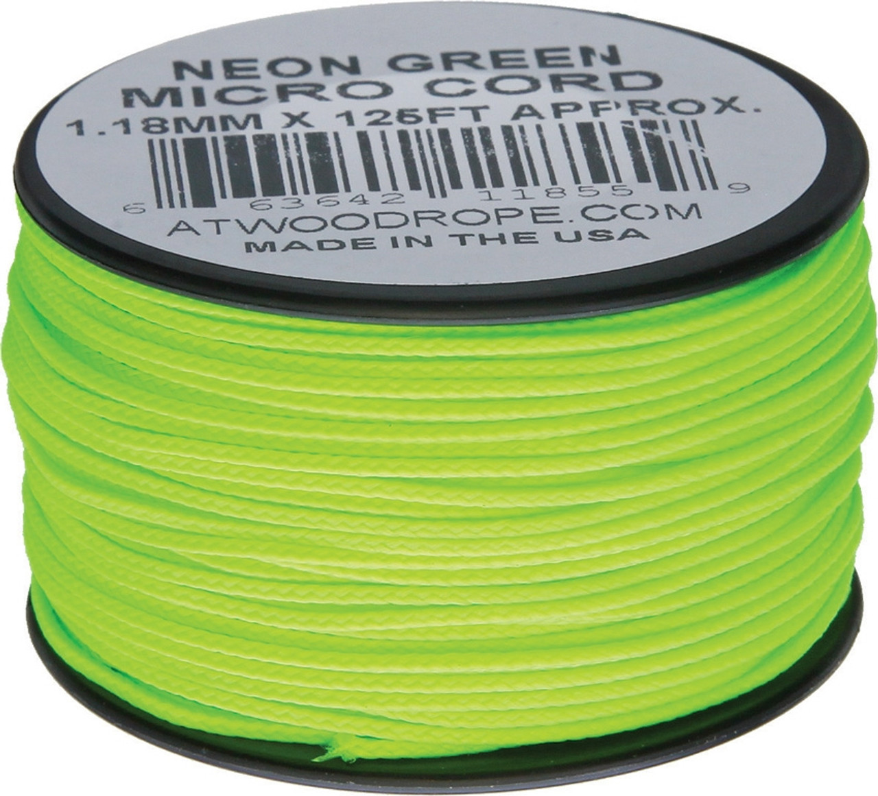 Atwood Rope MFG .90mm Micro Cord 125ft - Neon Green (RG1284)