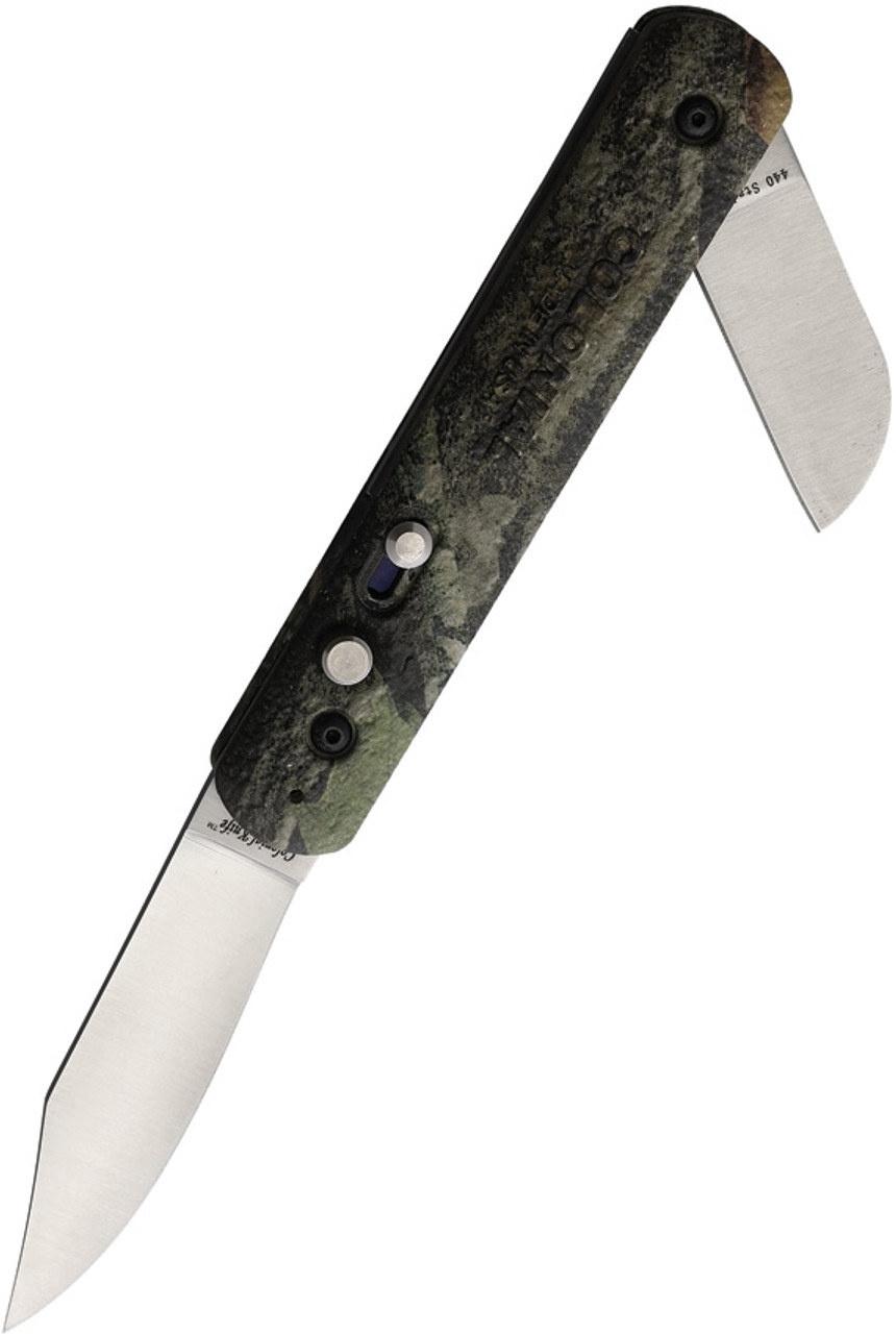 Colonial Knife Company(COL725) 3" Clip Point 440C Satin Plain Blade,Polymer Green Camo Handle